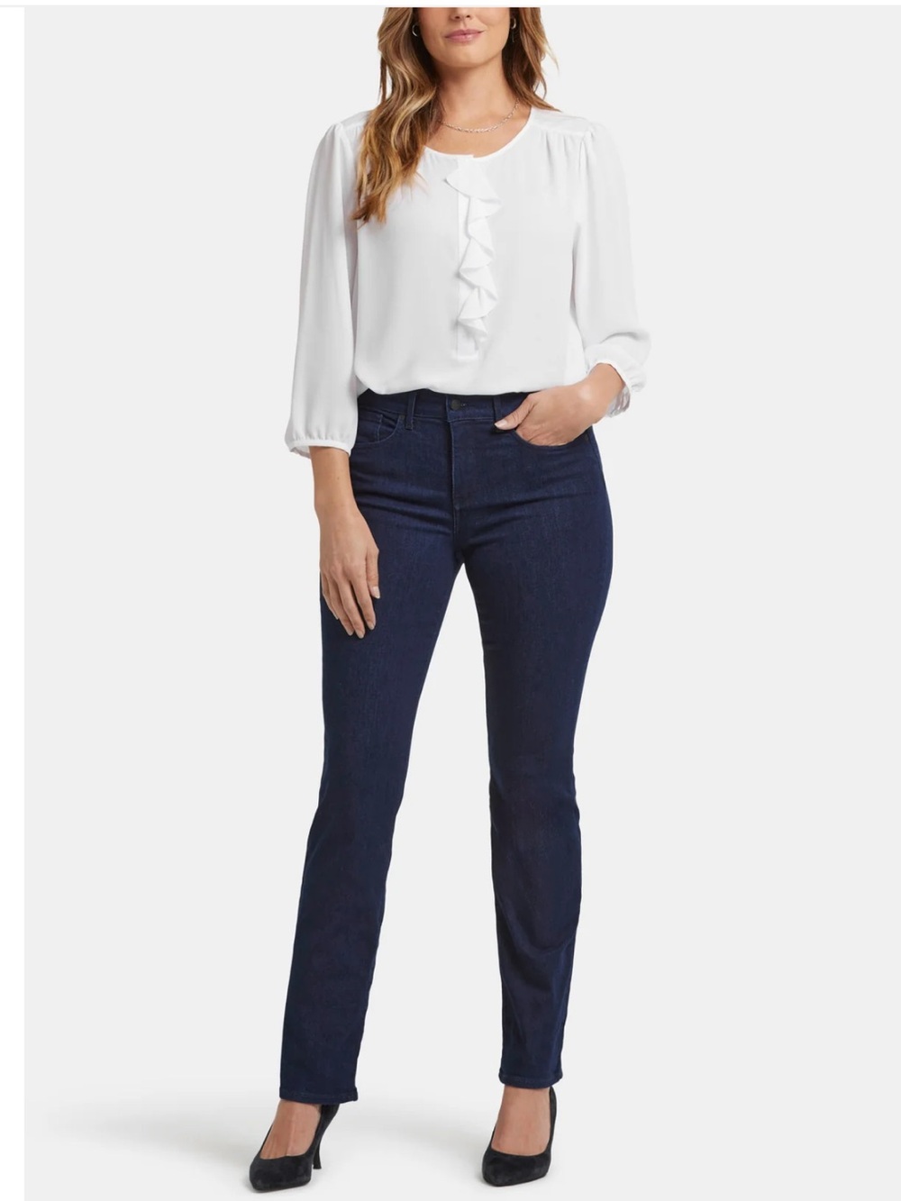 NYDJ Marilyn Straight Jeans‎ Women’s Size 12 Dark Wash Lift Tuck Straight Leg